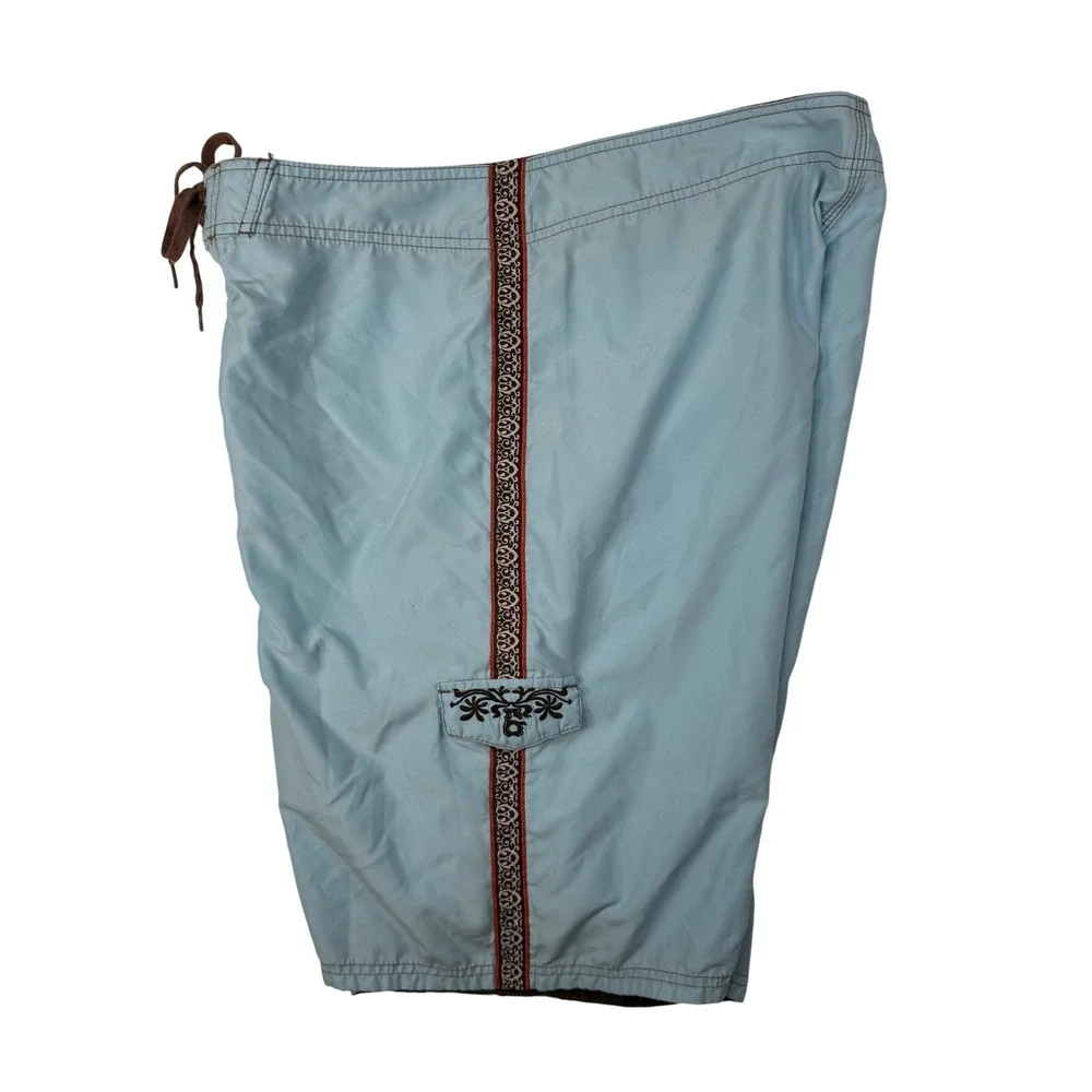 Gotcha Board Shorts 36 Blue Tribal Graphic Y2K Surf Mens Trunks